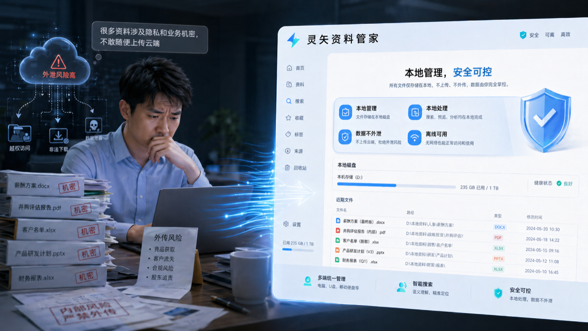 灵矢资料管理助手本地安全可控界面