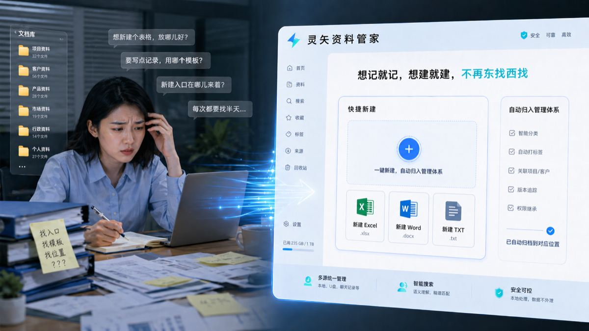 灵矢资料管理助手快速新建界面