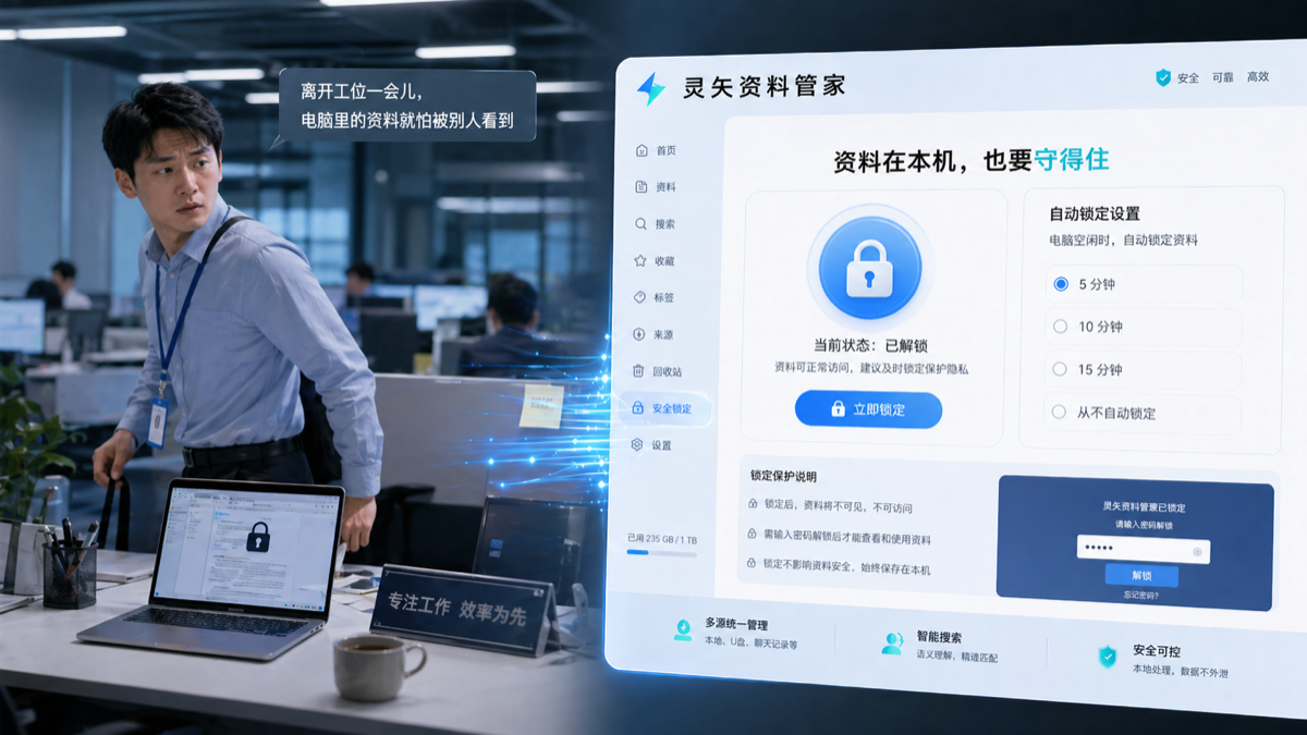灵矢资料管理助手安全锁定界面