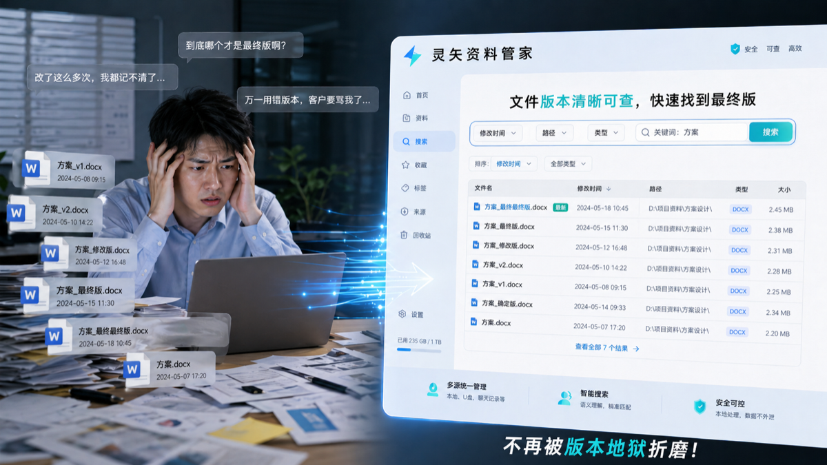 灵矢资料管理助手版本追踪界面